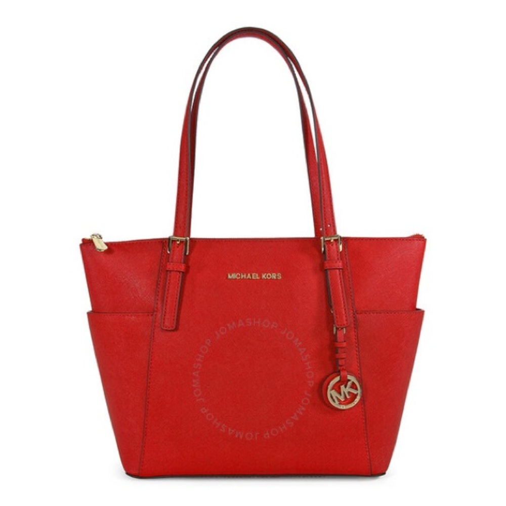 Michael Kors “Charlotte” Large Top Zip Tote Saffiano Leather. Color: Sangria.